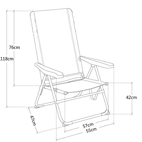 Silla Playera, Cama 4 Posiciones con Bolsillo Trasero con Asas y con Cabezal Ajustable en Altura (1/2/4 Unidades) Rayas Azul Y Blanco, 1 Unid.