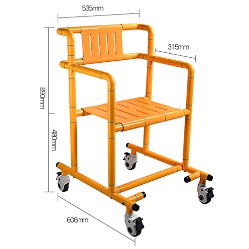 Sillas para ducha con ruedas, Silla con WC, Silla inodoro para minusválidos, Asiento ergonómico, Silla de ruedas para transporte de pacientes, Facilita el traslado de usuarios(Color:yellow)