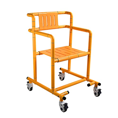 Sillas para ducha con ruedas, Silla con WC, Silla inodoro para minusválidos, Asiento ergonómico, Silla de ruedas para transporte de pacientes, Facilita el traslado de usuarios(Color:yellow)