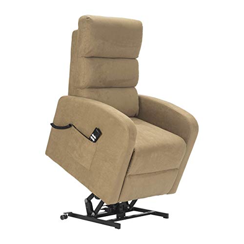 SIME - Relaje la Silla eléctrica con 1 Motor y el Sistema Levanta Personas Robin-1 M-CS-MICAM Camel Microfibra Personalizada Accesorios médicos CE