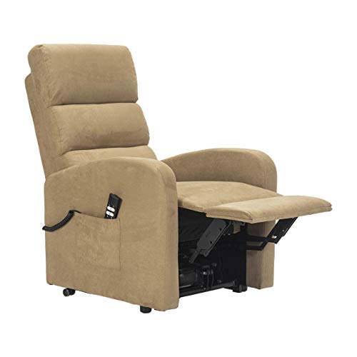 SIME - Relaje la Silla eléctrica con 1 Motor y el Sistema Levanta Personas Robin-1 M-CS-MICAM Camel Microfibra Personalizada Accesorios médicos CE