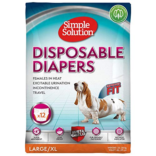 Simple Solution pañales de perro hembra desechables, grande/XL (paquete de 12)