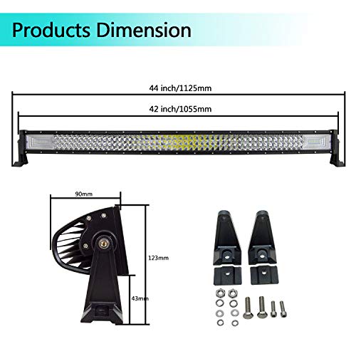 SKYWORLD 42 pulgadas 107 cm 540W curvada barra de trabajo ligera del trabajo, barra de luz led haz combinado del punto de inundación de 12V-24V 6000K para 4x4 SUV ATV UTV con el arnés de cableado