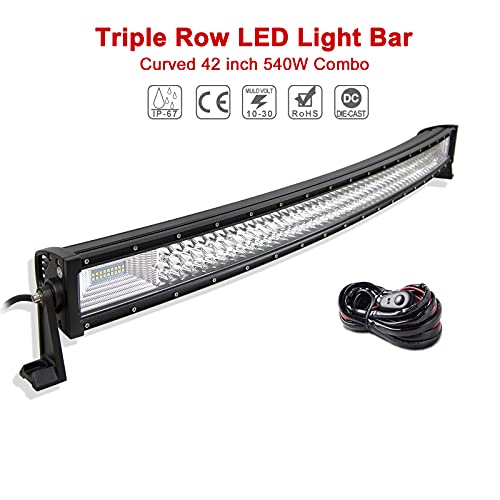 SKYWORLD 42 pulgadas 107 cm 540W curvada barra de trabajo ligera del trabajo, barra de luz led haz combinado del punto de inundación de 12V-24V 6000K para 4x4 SUV ATV UTV con el arnés de cableado