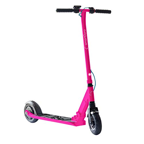 SmartGyro Xtreme XD Patín eléctrico para niños y jóvenes, ruedas 8", 3 velocidades, plegable, ligero, autonomía de 18 Km, batería de litio, freno eléctrico, Scooter, luces traseras, Rosa