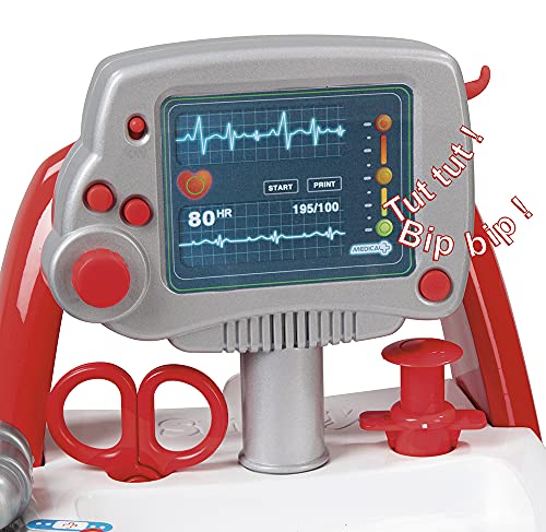 Smoby- Carrito Médico Electrónico, Juguete de Imitación, Efectos de Sonidos Realistas, 16 Accesorios, para Niños a Partir de 3 años