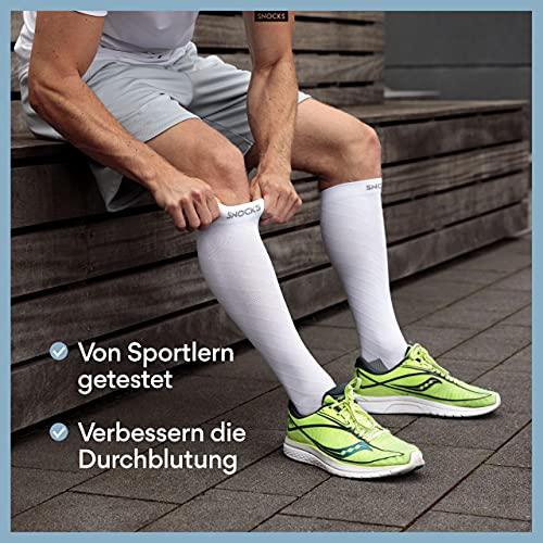 Snocks Calcetines de Compresion Mujer Medias Compresión Pack de 1 Blanco Calcetines de Compresión de Running para Mujer Tamaño 35-38 Deporte,Vuelos y Trombosis, Médicos