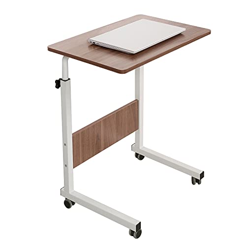 sogesfurniture Mesa de Ordenador Portatil Mesa Auxiliar con Ruedas, 60 x 40cm Mesas de Centro Escritorio Compacta para Cama o Sofá, Altura Ajustable, Roble BHEU-CXYM-05#1-60HW