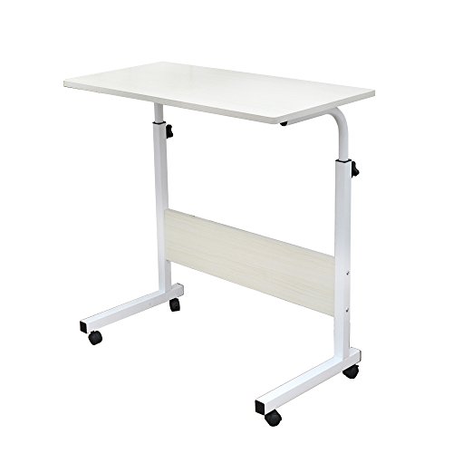 SogesFurniture Mesa Portátil Ordenador Ajustable con Ruedas, 60 * 40cm Mesa sofá Mesa de Escritorio para Cama o Sofá, Arce Blanco 05#1-60MP-BH