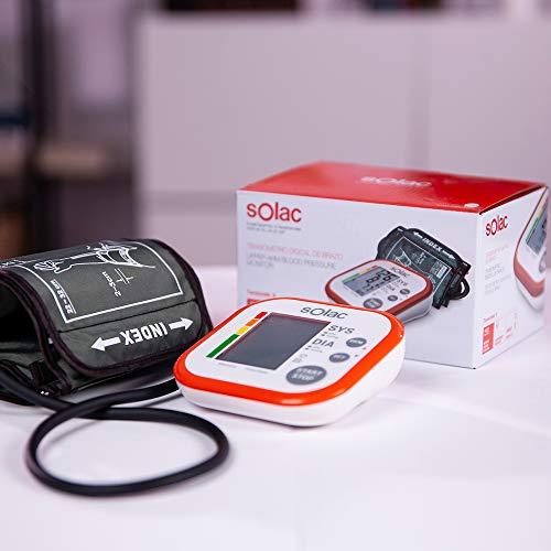 Solac Tensiotek+ - Tensiómetro de Brazo Digital para Presión Sistólica, Diastólica y Ritmo Cardíaco