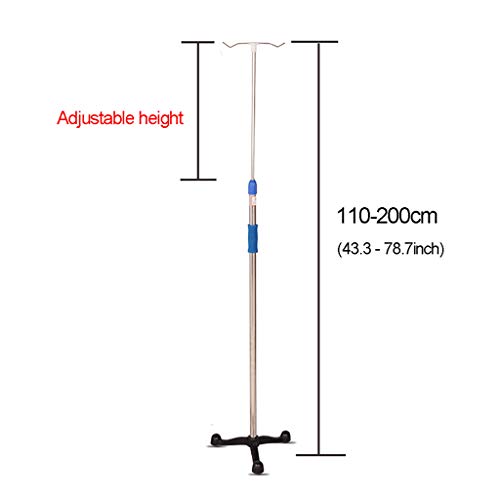 Soporte De Goteo Deluxe De Altura Ajustable, Base De Hierro Fundido con Varilla De Acero Inoxidable, Ganchos De 2/3/4, 3 Patas, para El Cuidado En El Hogar, El Hospital Y La Clínica para Ancianos  