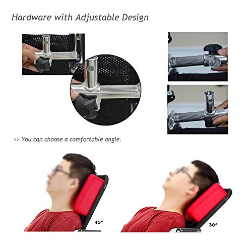 Soporte para cuello Reposacabezas silla de ruedas Acolchado de la cabeza Cojín portátil y ajustable para 16-20” Adultos viaje sillas de ruedas de universal Accesorios (rojo)