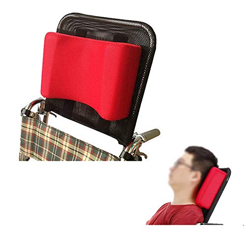 Soporte para cuello Reposacabezas silla de ruedas Acolchado de la cabeza Cojín portátil y ajustable para 16-20” Adultos viaje sillas de ruedas de universal Accesorios (rojo)