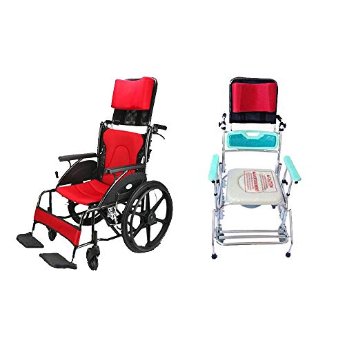 Soporte para cuello Reposacabezas silla de ruedas Acolchado de la cabeza Cojín portátil y ajustable para 16-20” Adultos viaje sillas de ruedas de universal Accesorios (rojo)