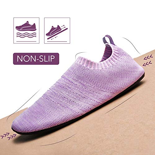 Sosenfer Pantuflas ligeras para hombre y mujer, antideslizantes, planas, para casa, morado, 46 EU