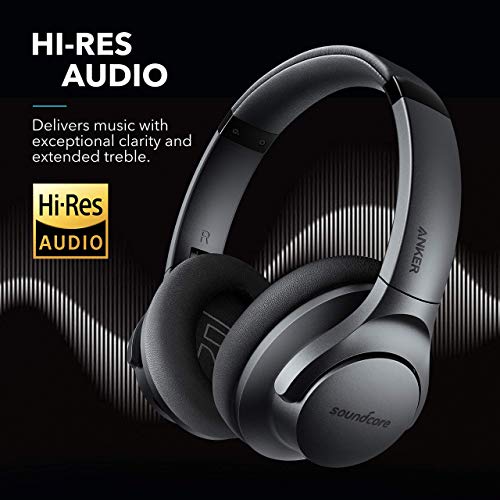 Soundcore Life Q20 Auriculares Inalámbricos Diadema con cancelación Activa de Ruido, Auriculares inalámbricos con Bluetooth, hasta 40H de Reproducción, Audio de Alta resolución, Almohadillas Suaves