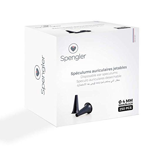 Spengler Espéculos de Oído Pediátricos Desechables, Compatibles con Todas las Marcas de Otoscopios, Tamaño 2,5 mm, Caja de 250 Piezas