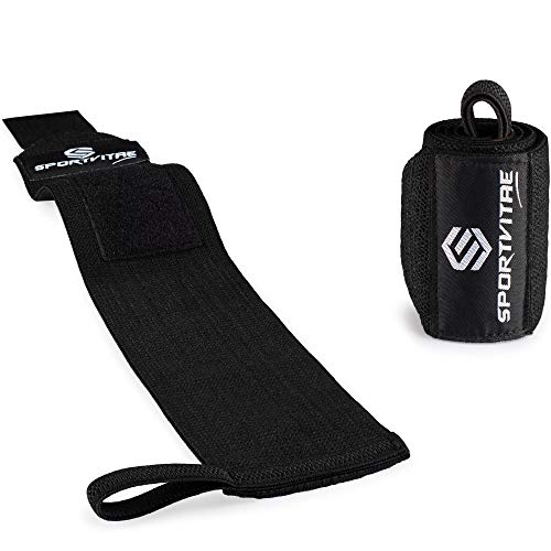 Sportvitae® Muñequeras Crossfit, Gym, Deportivas, Musculación, Gimnasio, Calistenia, Gym Wrist Wraps - Hombre y Mujer - Un Par (Negro)