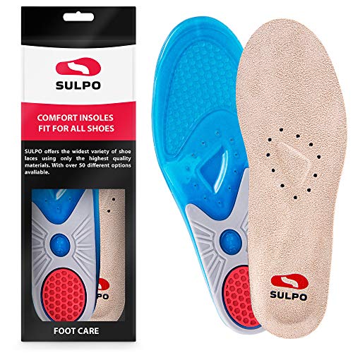 SULPO Plantillas contra la fascitis plantar y espolones calcáneos, plantillas de silicona para hombres y mujeres, ideales para deportes, oficina, trabajo, vida cotidiana, senderismo 40-41