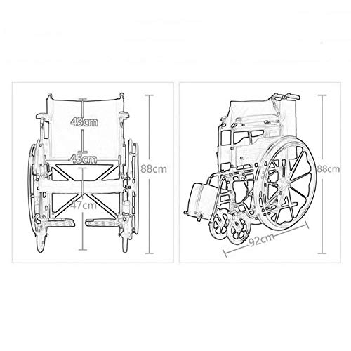 SUNBJ Autopropulsado Manual de la Silla de Ruedas Silla de Ruedas Plegable Ligero, con Doble Freno neumático no neumático de discapacitados/Ancianos Scooter de la Carretilla portátil