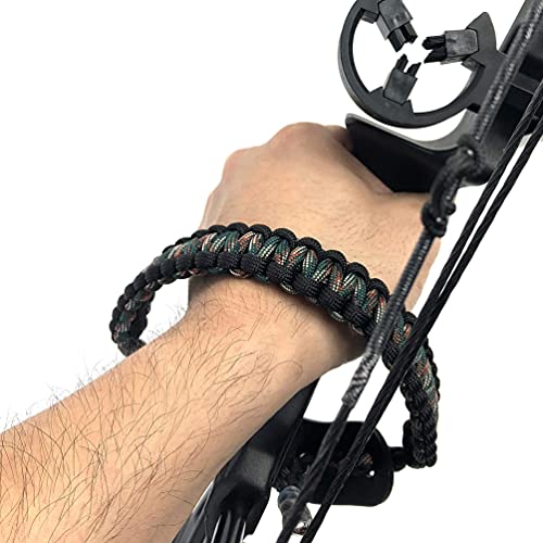 Sunya Archery Correa de muñeca para de Arco Compuesto, Ligera 550 Paracord, Yugo de Cuero Genuino sin Dividir con arandela de latón