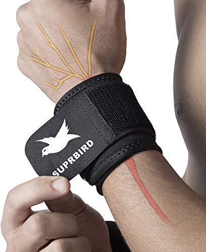 SUPRBIRD 2 Piezas Muñequeras Deportivas, Muñequeras Cross-fit Hombre y Mujer para Levantar de Pesas, Gym, Padel, Tenis, Flexiones, Tendinitis, Ortesis de Mano