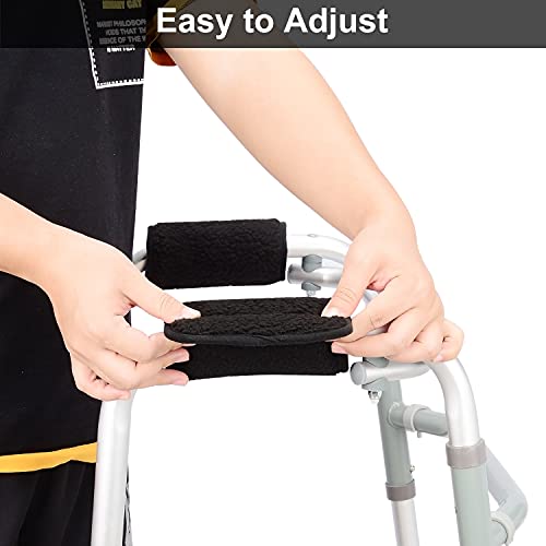 supregear Agarres Acolchados, 2 Packs Piel de Carnero Suaves Cómodas Almohadillas de Mano para Silla Walker Rollator Muleta Empuñaduras, Accesorio de Andador Transpirable Duradero Anti-Deslizante