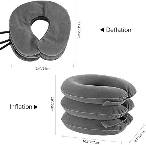 SuxHeart-EUR Tracción cervical Dispositivo de Tracción cervical Almohada hinchable para vértebras cervicales, alivia el dolor muscular calma el cuello