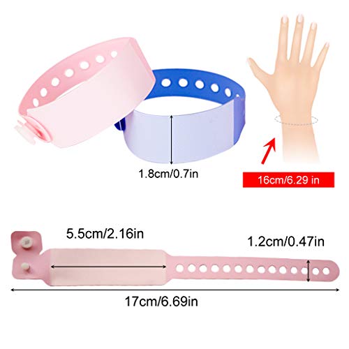 SwirlColor Pulsera Identificación para Niños, Muñequeras Desechables de PVC Banda de Eventos Pulseras Seguridad para Niños -100 Pieza (Niño, Rosa+Amarillo+Azul+Verde)