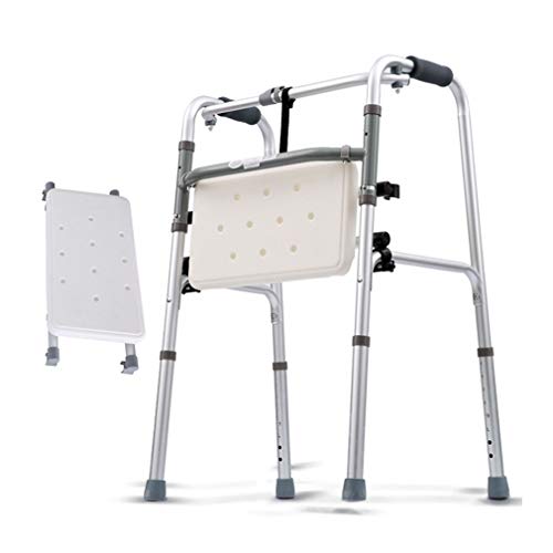 SXXDERTY-Walker Silla de Ducha Plegable, Andador geriátrico para Ancianos: Marco de Zimmer con Ayuda de Movilidad Ajustable en Altura, muleta con Asiento Acolchado