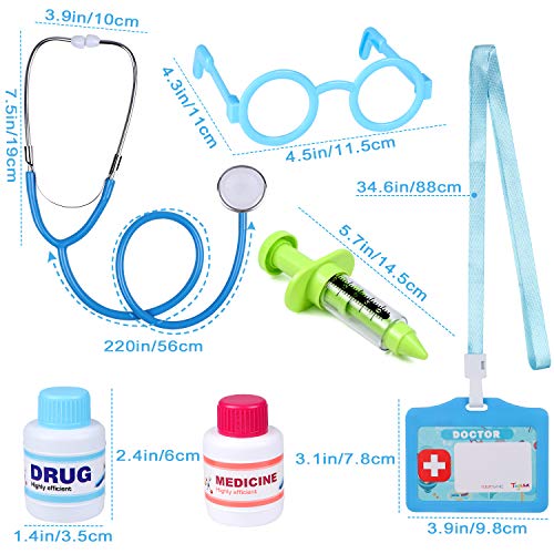 Tacobear 7 Piezas Juguete de Médico para Kit para Hacer de Doctor Maletín de Médico con Disfraz de Doctor, Estetoscopio y Jeringa de Juego de Roles Cumpleaños Regalos para Niña Niños