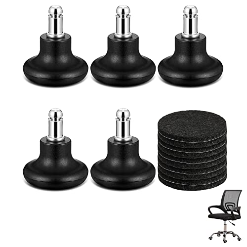 Tapón Deslizante Silla Oficina De Repuesto, Tapón Rueda Para Muebles Oficina Con Almohadillas Fieltro Resistentes Al Desgaste Separadas, 5 Piezas, Color Negro