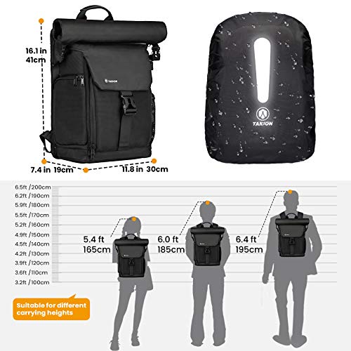 TARION SP01 Mochila para cámara Bolsa de Lona para cámara con Compartimento extraíble para portátil Funda Impermeable para la Lluvia Mochila para fotografía Negro