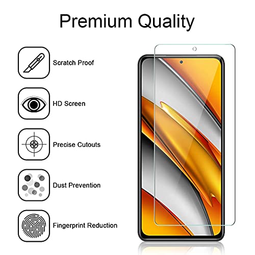 TAURI 2+2 Cristal Templado Poco F3 /Xiaomi Mi 11i 5G, 2 Pack Protector de Pantalla Poco F3 y 2 Pack Protector de Lente de cámara, Doble Protección, con Kit de instalación