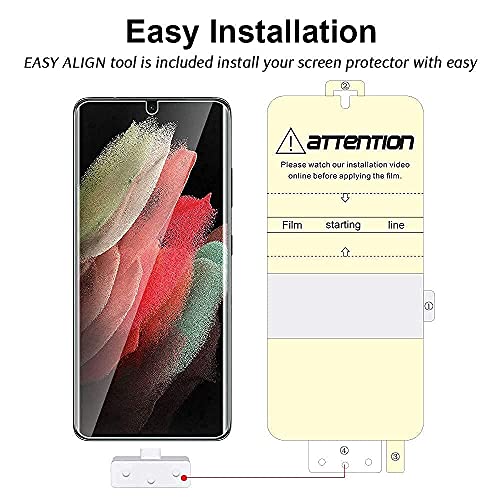 TAURI 2+2 Pack TPU Protector de Pantalla Samsung Galaxy S21 Ultra y 2 Pack HD Película de TPU y 2 Pack Cámara Cristal Templado Vidrio Templado - Sin Burbujas Dureza 9H Kit Fácil instalación