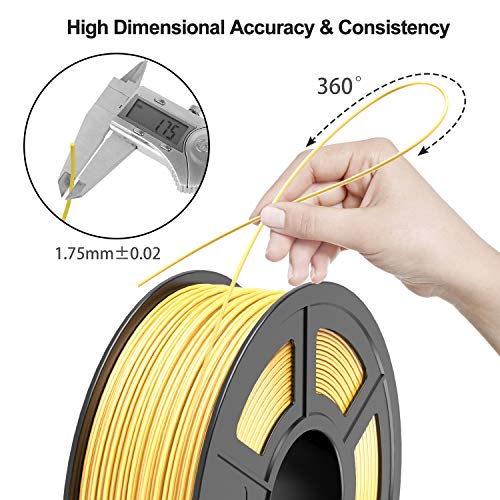 TECBEARS PLA Filamento de Impresión 3D, 1.75mm Seda Dorado+Plata+Cobre, Precisión Dimensional +/- 0.02 mm, 1kg Carrete, 3 Paquete