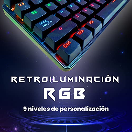 Teclado Gaming mecánico español, Teclado Gamer, Teclado USB, Teclado Gaming PS5 LED Retroiluminado con Cable USB, Teclado para PC/Portatil / PS4 / PS5 / Xbox Series (Teclado Español, Negro)