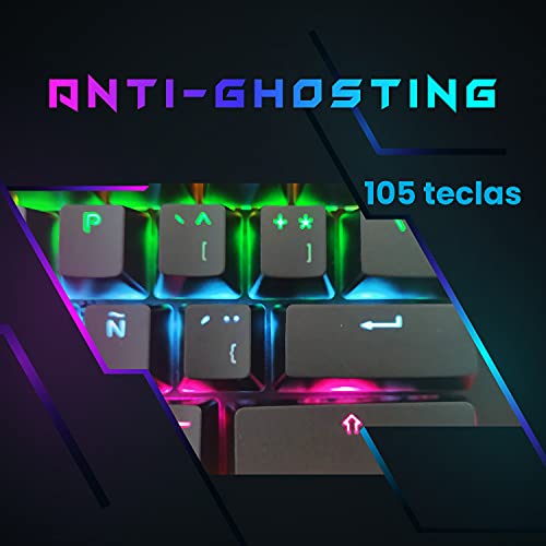 Teclado Gaming mecánico español, Teclado Gamer, Teclado USB, Teclado Gaming PS5 LED Retroiluminado con Cable USB, Teclado para PC/Portatil / PS4 / PS5 / Xbox Series (Teclado Español, Negro)