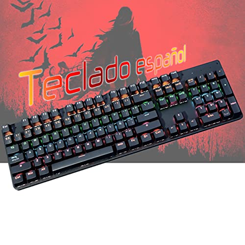 Teclado Gaming mecánico español, Teclado Gamer, Teclado USB, Teclado Gaming PS5 LED Retroiluminado con Cable USB, Teclado para PC/Portatil / PS4 / PS5 / Xbox Series (Teclado Español, Negro)