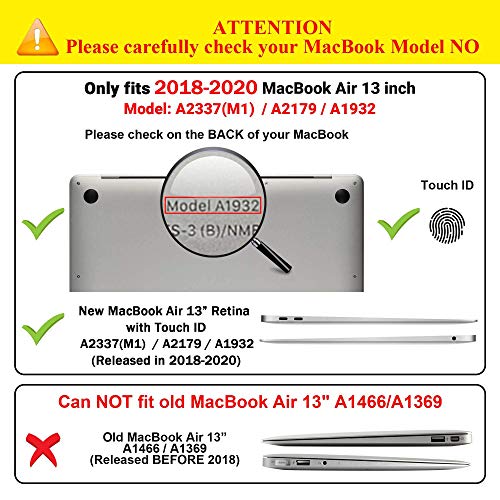 TECOOL Funda para 2020 2019 MacBook Air 13 13.3 Pulgadas A2337 M1/A2179/A1932, Plástico Fundas Duras & Funda Blandas & Cubierta del Teclado & Adaptador USB para Mac Air con Touch ID - Claro & Negro