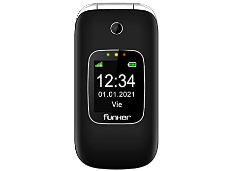 Teléfono Móvil Funker C85 Easy Comfort Negro con Tapa para Personas Mayores con Botón SOS Base Cargadora Negro