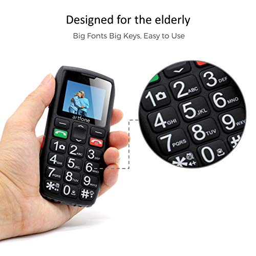 Teléfonos móviles para Mayores con Teclas Grandes, Artfone C1 Senior, fácil de Usar Celular para Ancianos con botón SOS, Cámara, Negro