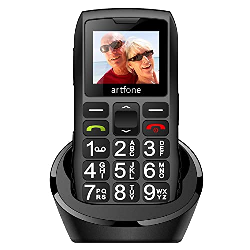 Teléfonos Móviles para Mayores con Teclas Grandes, artfone C1 Senior, Fácil de Usar Celular para Ancianos con Botón SOS y Base cargadora, Negro