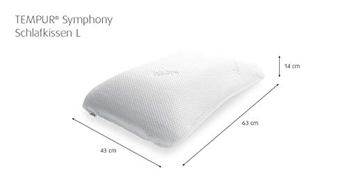 Tempur Symphony - Almohada ergonómica, cervical, para dormir de lado, Blanco, 43 x 63 x 14 cm