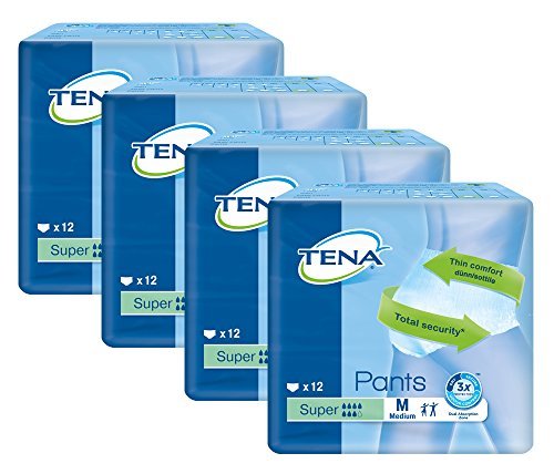 TENA Pants Super (BULK) Medium - 4 Packs of 12 pieces (48 pieces total) by TENA