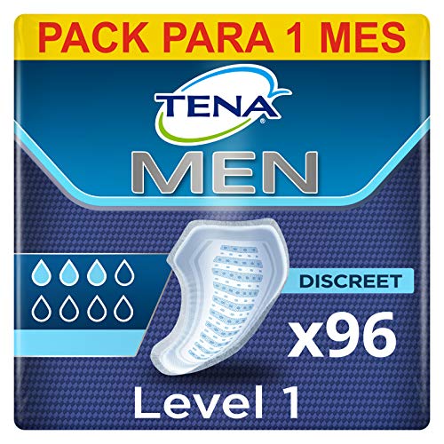 TENA Protector absorbente MEN, nivel 1, para debilidad leve de la vejiga, paquete mensual de (8 x 12) 96 almohadillas para incontinencia