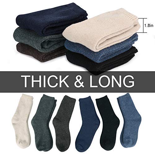 Tencoz Calcetines Lana Hombre, 6 pairs Calcetines Hombres Invierno 39-46 Premium Calidad Calcetines de Punto Hombre Calcetines Termicos Hombres Cómodo Suave Vintage Cálidos Gruesos Calcetines