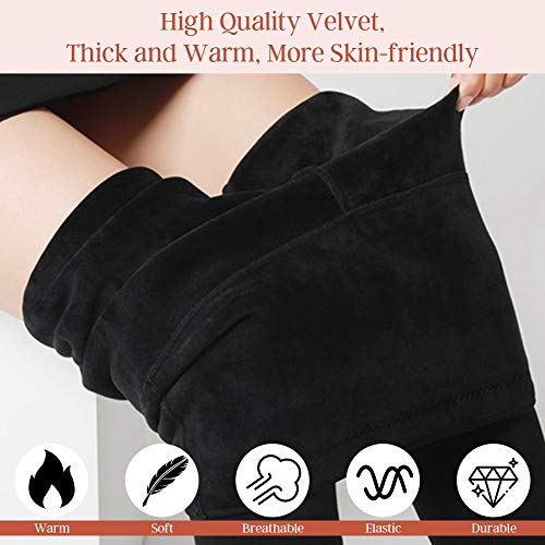 Tencoz Leggings Invierno Mujer, Pack de 2 Pantalones Leggins Cintura Alta con Forro Polar Grueso, Medias Leggings Térmicos Calientes Elásticos de Invierno (Black)