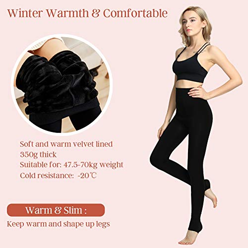 Tencoz Leggings Invierno Mujer, Pack de 2 Pantalones Leggins Cintura Alta con Forro Polar Grueso, Medias Leggings Térmicos Calientes Elásticos de Invierno (Black)