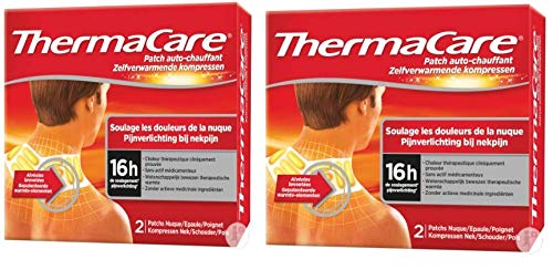 ThermaCare Parche automático térmico cervical, hombro y muñeca, alivio del dolor de cuello – 8H de calor constante – 2 cajas de 2 parches cervicales